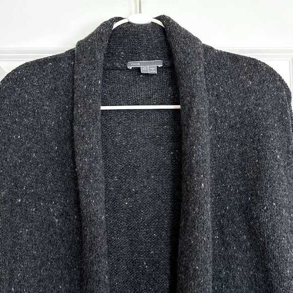 VINCE Wool Cashmere Blend Open Front Long Cardigan in Gray Burgundy Size XS - Picture 2 of 9